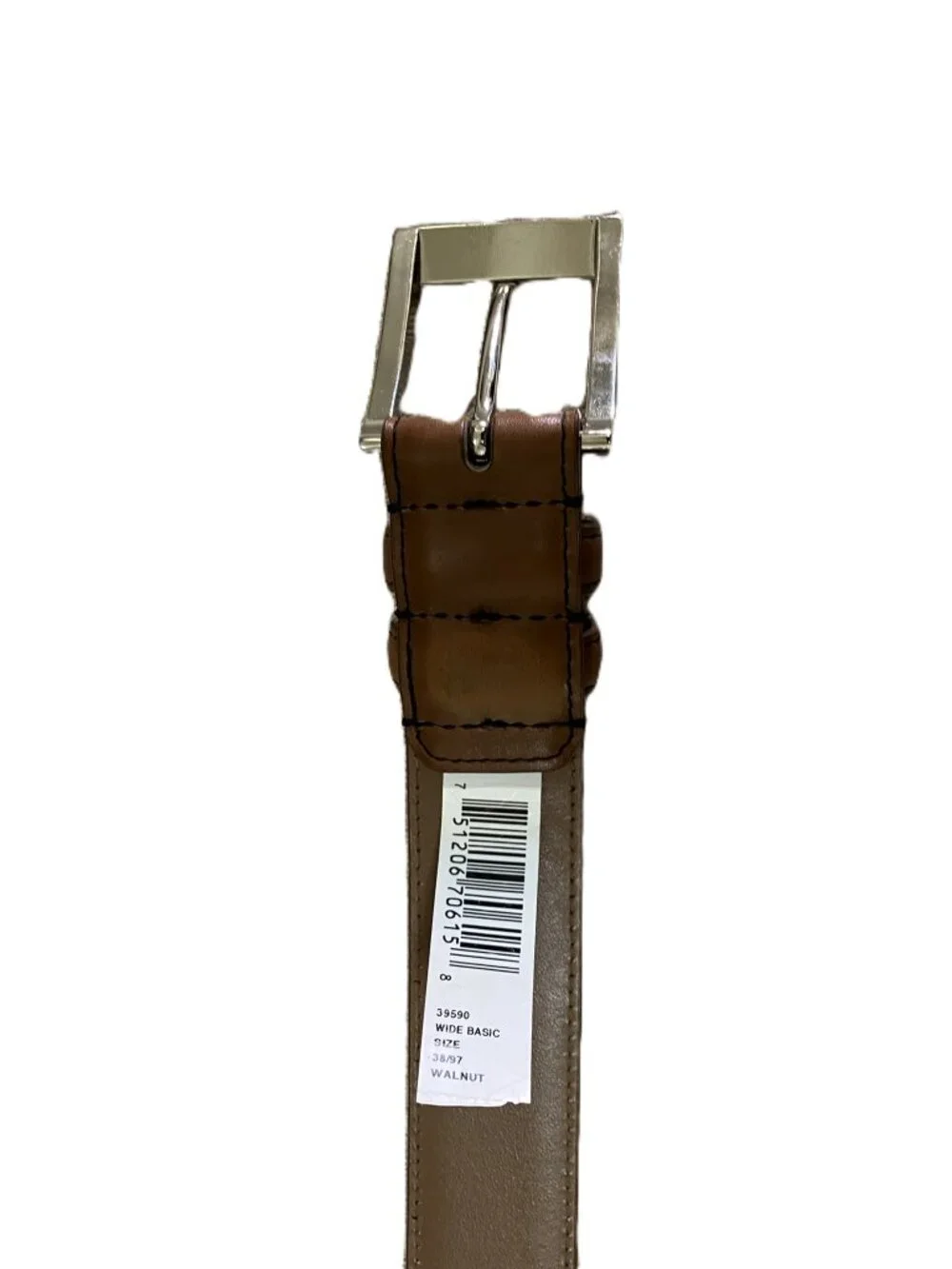 Allen Edmonds Wide Basic Leather Belt Walnut 38/97 Silver Buckle